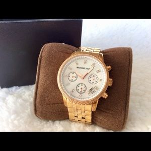 Michael Kors Chronograph Crystal Gold Tone Watch